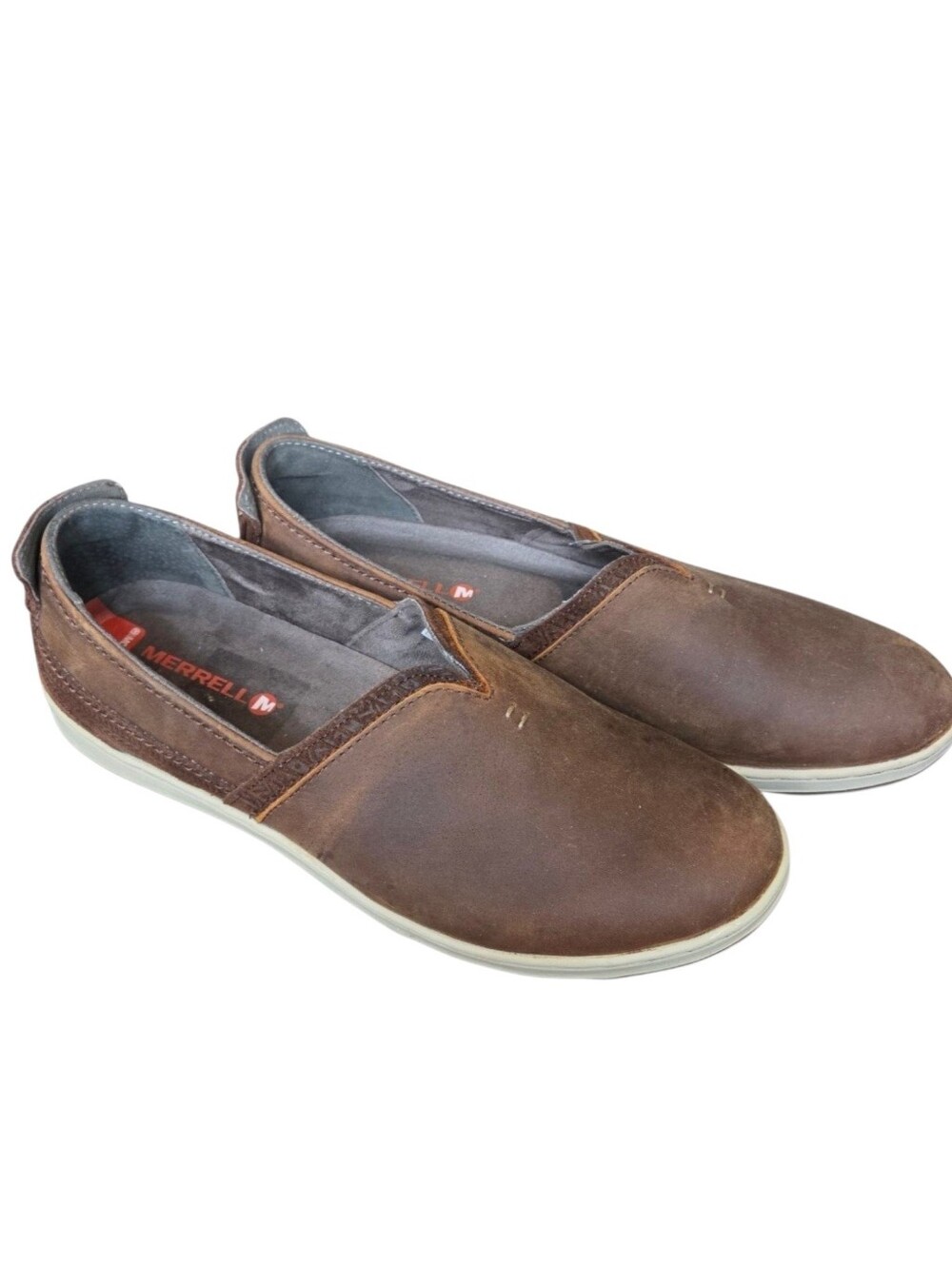Merrell Ashland Slip-on Performance Shoes with Select Grip Soles sz 10 Brown